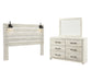 Cambeck  Panel Headboard With Mirrored Dresser