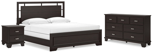 Covetown California King Panel Bed with Dresser and Nightstand