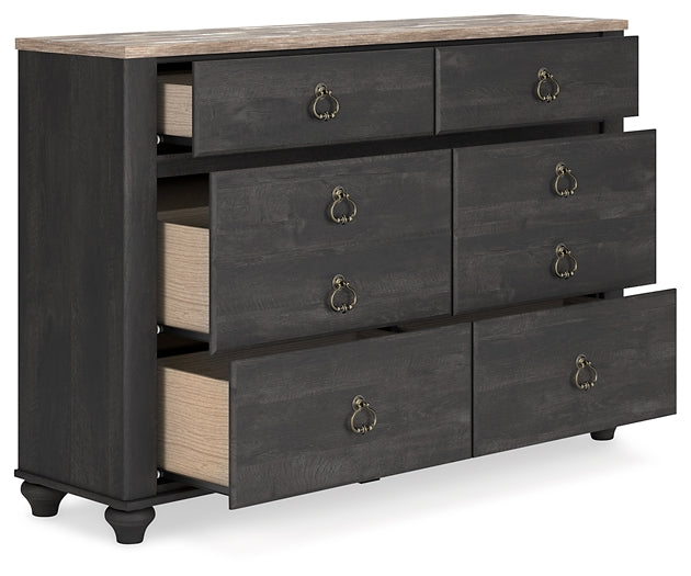 Nanforth King Panel Bed with Dresser and Nightstand