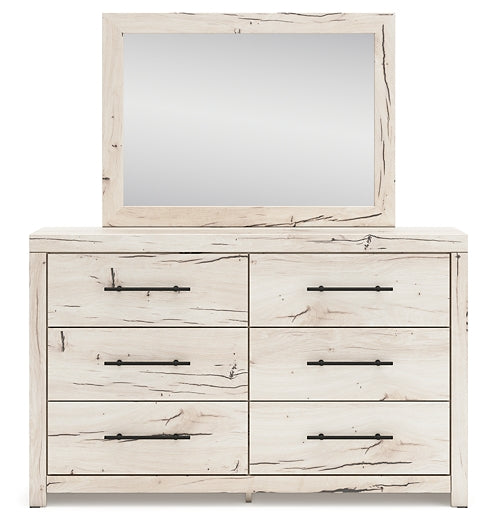 Lawroy King Panel Bed with Mirrored Dresser and Nightstand