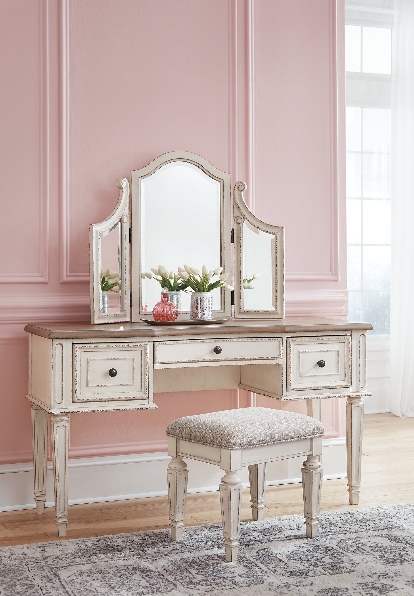 Ashley Express - Realyn Vanity/Mirror/Stool (3/CN)