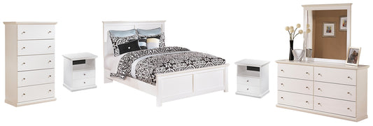 Bostwick Shoals Queen Panel Bed with Mirrored Dresser, Chest and 2 Nightstands