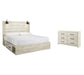 Cambeck King Panel Bed with 4 Storage Drawers with Dresser