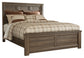 Juararo California King Panel Bed with Mirrored Dresser, Chest and Nightstand