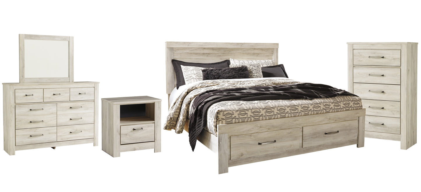 Bellaby  Platform Bed With 2 Storage Drawers With Mirrored Dresser, Chest And Nightstand