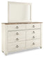 Willowton / Panel Headboard With Mirrored Dresser, Chest And 2 Nightstands