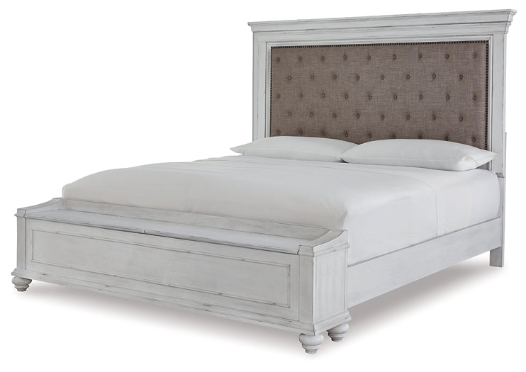 Kanwyn Queen Panel Bed with Storage with Mirrored Dresser and 2 Nightstands