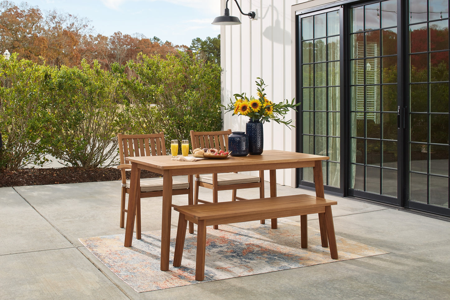 Ashley Express - Janiyah Outdoor Dining Table and 2 Chairs and Bench