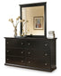 Maribel Queen/Full Panel Headboard with Mirrored Dresser, Chest and Nightstand