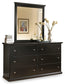 Maribel Twin Panel Headboard with Mirrored Dresser, Chest and 2 Nightstands