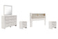 Altyra King Bookcase Headboard with Mirrored Dresser and 2 Nightstands