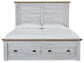 Haven Bay King Panel Storage Bed with Mirrored Dresser and Chest