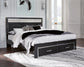 Kaydell King Upholstered Panel Storage Platform Bed with Mirrored Dresser