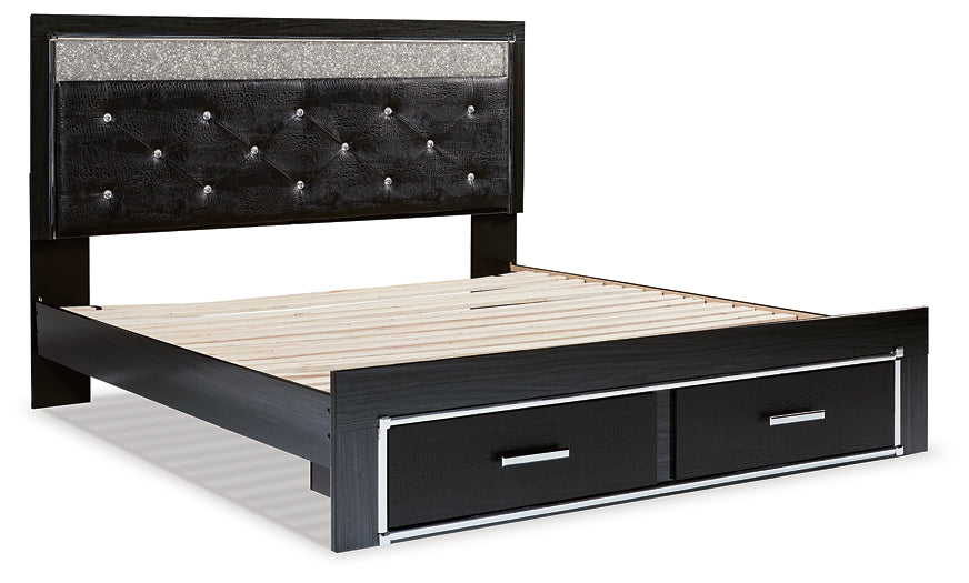 Kaydell King Upholstered Panel Storage Platform Bed with Dresser