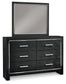 Kaydell King Upholstered Panel Headboard with Mirrored Dresser, Chest and 2 Nightstands