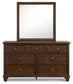 Danabrin Queen Panel Bed with Mirrored Dresser and Chest