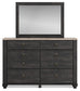 Nanforth King/California King Panel Headboard with Mirrored Dresser, Chest and Nightstand