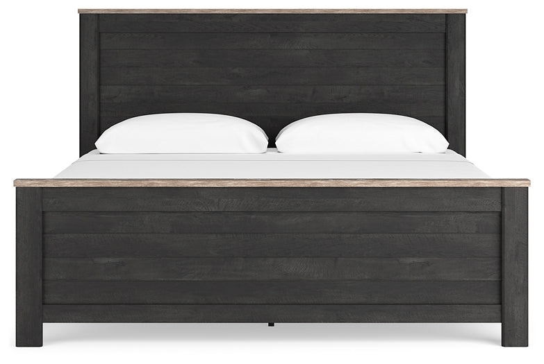 Nanforth King Panel Bed with Mirrored Dresser, Chest and 2 Nightstands