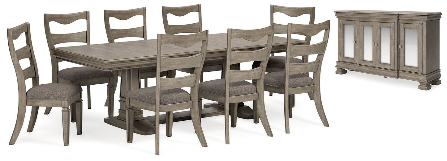 Lexorne Dining Table and 8 Chairs with Storage