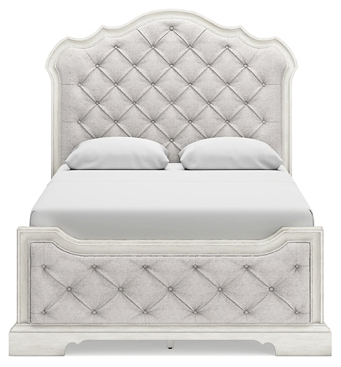 Arlendyne Queen Upholstered Bed with Mirrored Dresser and 2 Nightstands