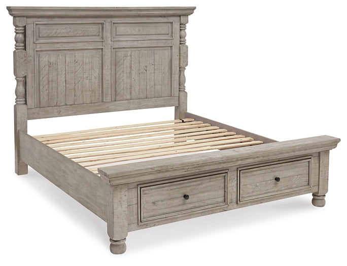 Harrastone King Panel Bed with Mirrored Dresser, Chest and 2 Nightstands