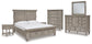 Harrastone King Panel Bed with Mirrored Dresser, Chest and 2 Nightstands