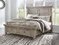 Harrastone King Panel Bed with Mirrored Dresser, Chest and 2 Nightstands